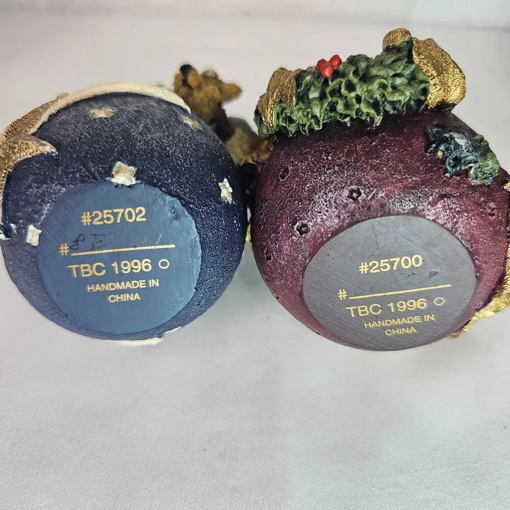Boyds Bears Bearstone Christmas Ornaments 1996 #25700 #25702 Retired Lot 2 Box